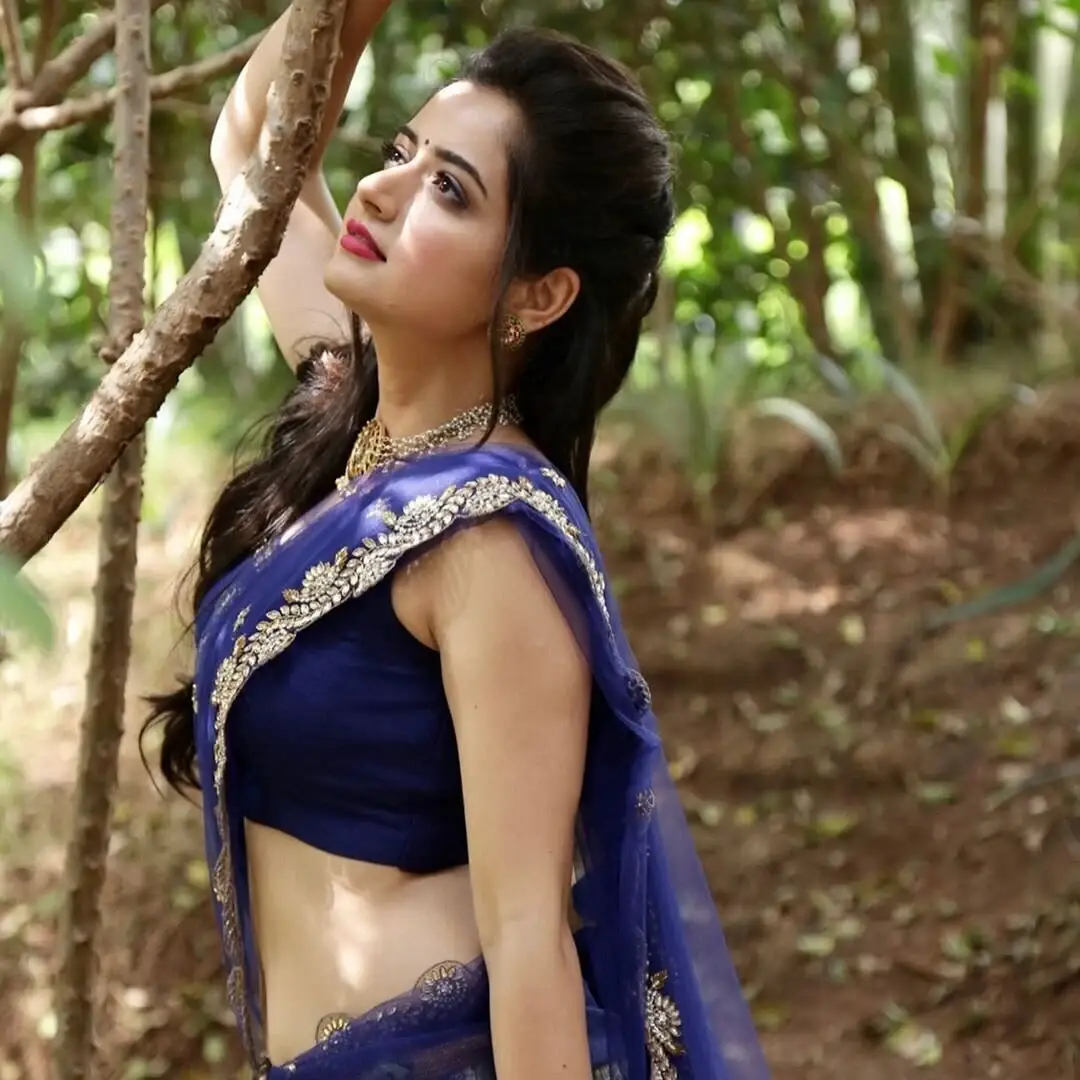 Ashika Ranganath In South Indian Traditional Blue Saree